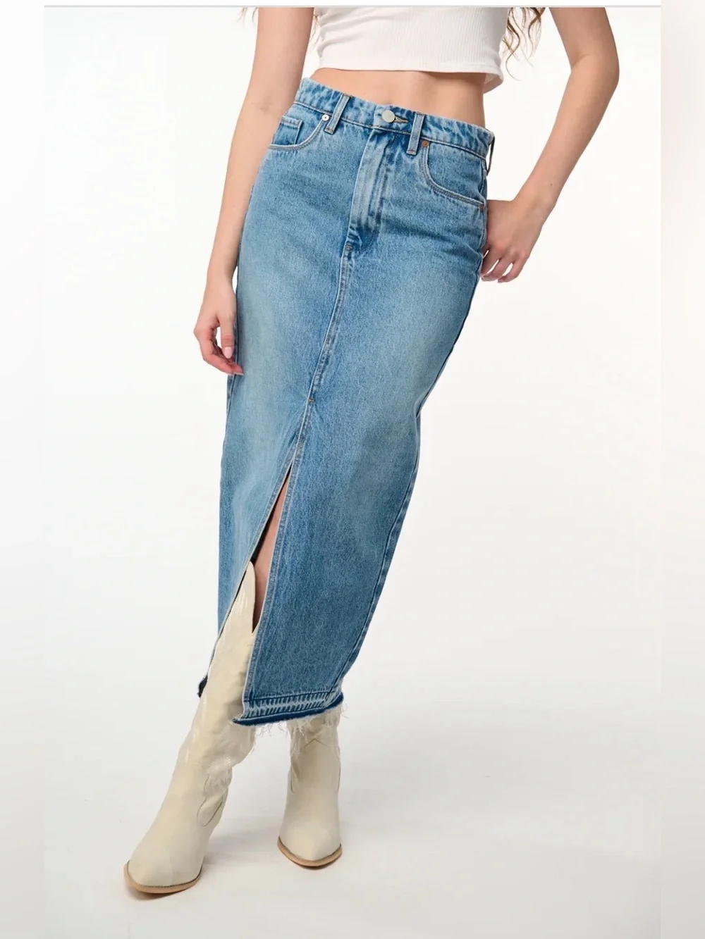 [BLANK𝑵𝒀𝑪] Double Duty High-Rise Midi Denim Skirt | size 29 / 8 Blank NYC 🩵
